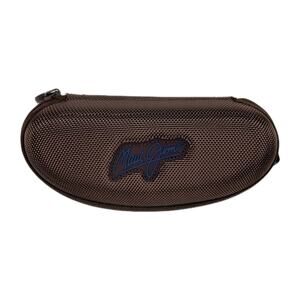MAUI JIM Sunglasses Case Hard Shell Textured Brown Zip Closure with Fabric Pouch